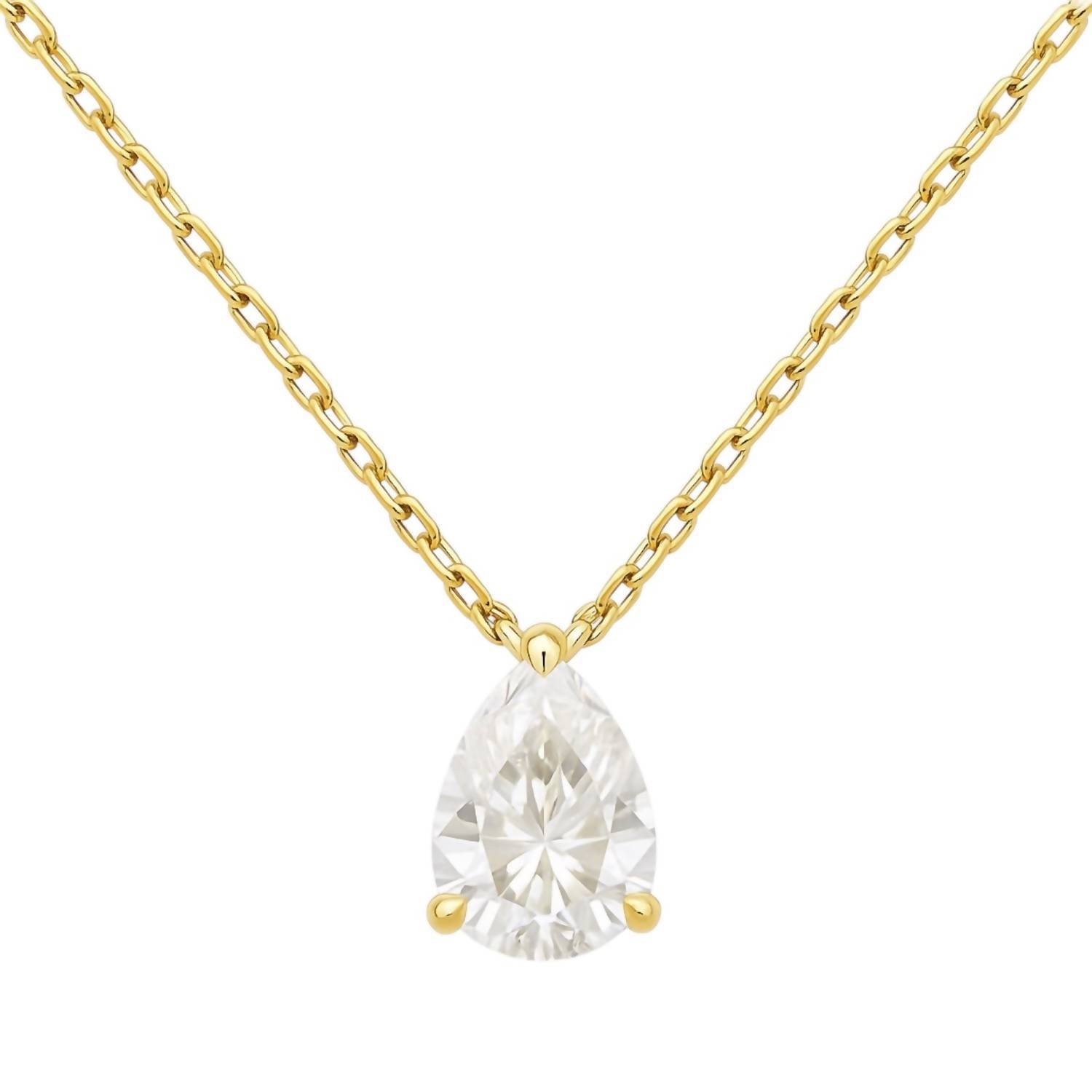 New Allyanna Gifts Women's Moissanite Pear Shape Solitaire Necklace In Gold